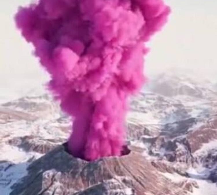 volcano pink smoke