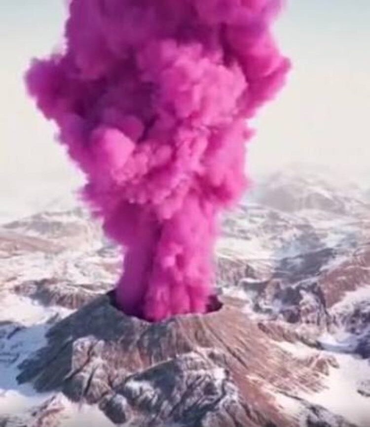 volcano pink smoke